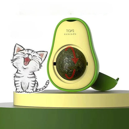 Avocado Catnip Ball Rotatable Cat Toy - Wall Stickup Mint Ball for Kittens