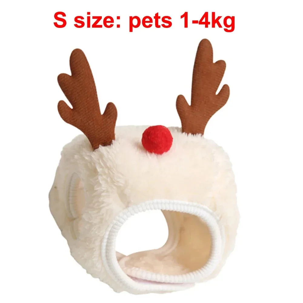 Christmas Pet Costume Santa Elk Hat Bandana Bib Scarf Set for Dogs and Cats