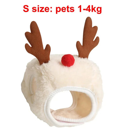 Christmas Pet Costume Santa Elk Hat Bandana Bib Scarf Set for Dogs and Cats