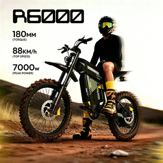 R6000 Adult Electric Bike 7000W  Brushless Gearless Motors 60V30AH Lithium Battery Speed 88Kmh Adult Off Road Ebike