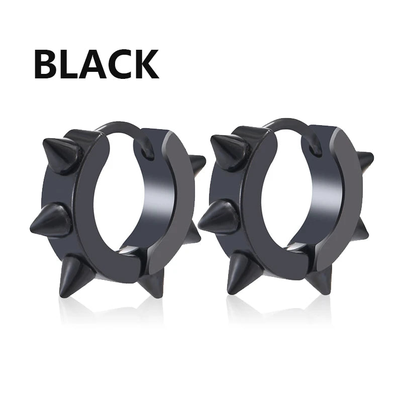 Spiky Thorn Stud Earrings - Punk Gothic Stainless Steel Ear Studs for Women and Men