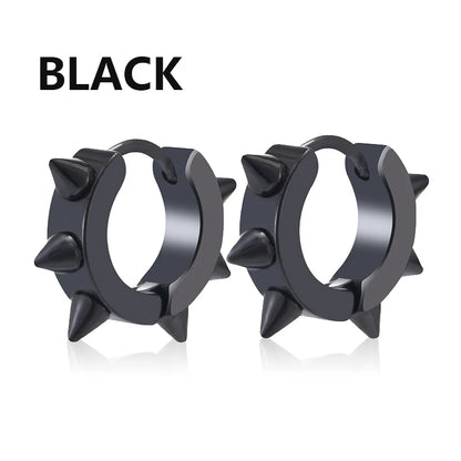 Spiky Thorn Stud Earrings - Punk Gothic Stainless Steel Ear Studs for Women and Men