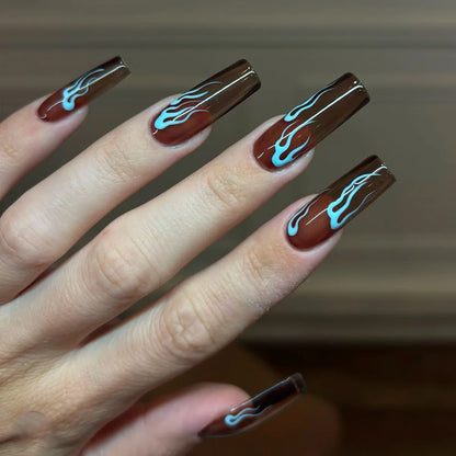 24pcs Halloween Black Snake Press On Nails, Gothic Y2K Long Pointy Nail Tips