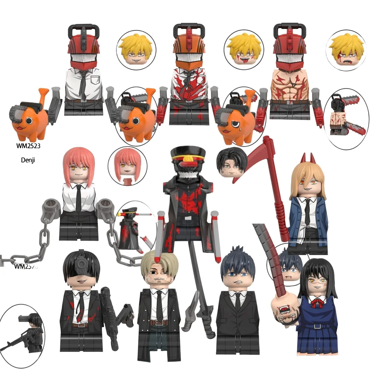 Chainsaw Man Building Block Figures, Mini Anime Brick Minifigs Collectible Gift