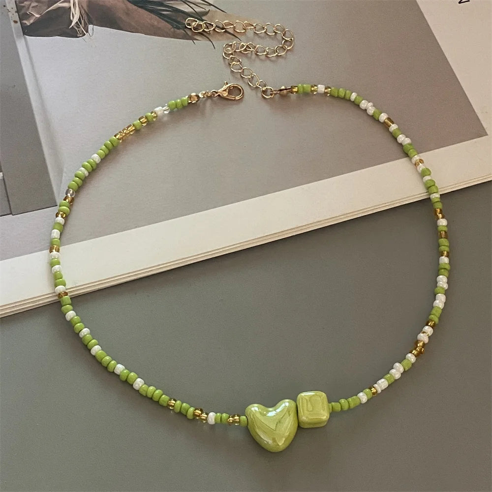 Cute Geometric Seed Bead Choker Necklace - Trendy Gift for Women