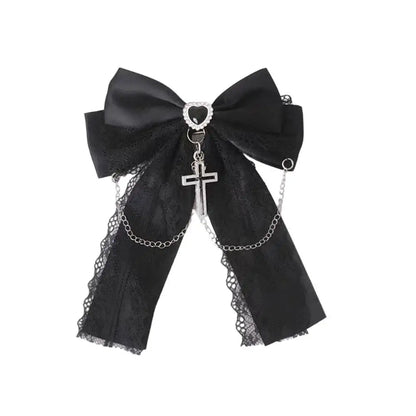 Gothic Lolita Lace Bow Hair Clips – Y2K Cute Ponytail Hairpins & Ita Bag Decoration for Girls