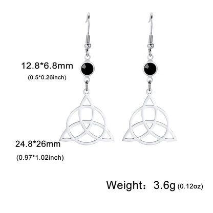 Goth Moon Phase Pentagram Earrings - Stainless Steel Witchy Dangle Jewelry