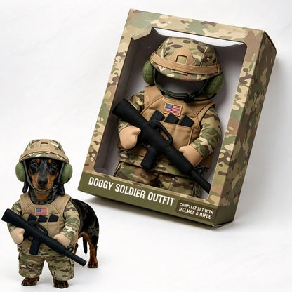 Dog Supplies Pet Soldier Costume for Small Dogs Camo Army Uniform with Helmet Goggles Toy Rifle Complete Set Halloween Outfit