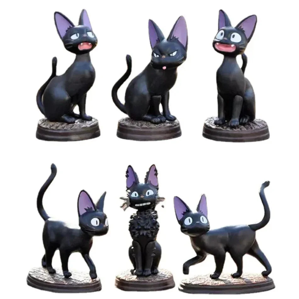 Studio Ghibli Kiki's Delivery Service Jiji Black Cat Figure Set - 6pcs PVC Mini Collectible Cats