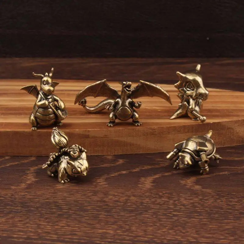 Pokemon Brass Figurine Collection - Charizard, Blastoise, Bulbasaur and Dragonite Metal Desk Statue