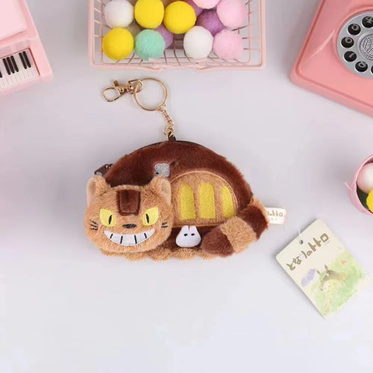 Cute Anime Cat Bus Plush Coin Purse Small Shoulder Bag Card Holder Pendant Gift