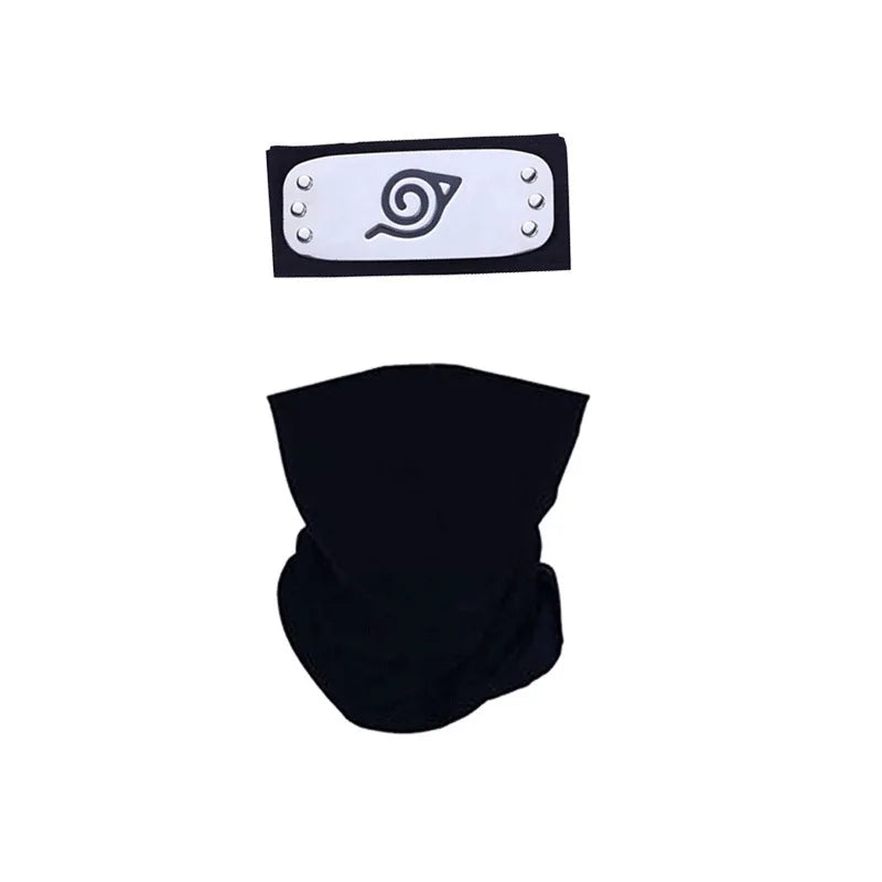 Naruto Kakashi Cosplay Accessory Set - Mask, Headband, Gloves and Kunai Props for Anime Fans