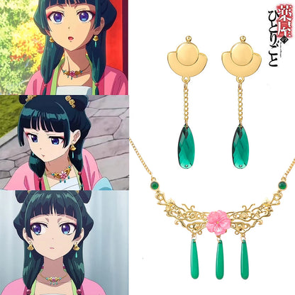 The Apothecary Diaries Maomao Cosplay Necklace & Earrings Set - Anime Jewelry Gift for Women and Girls