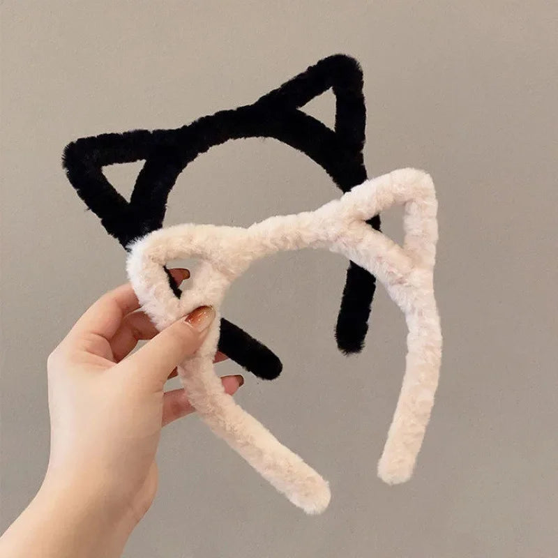 Plush Cat Ear Headband for Women & Girls – Kawaii Soft Cat Ears Hair Band, Cute Cosplay Hair Accessory