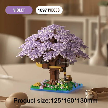 Sakura Cherry Blossom Treehouse Building Block Set with LED Light - Mini Brick Model Gift
