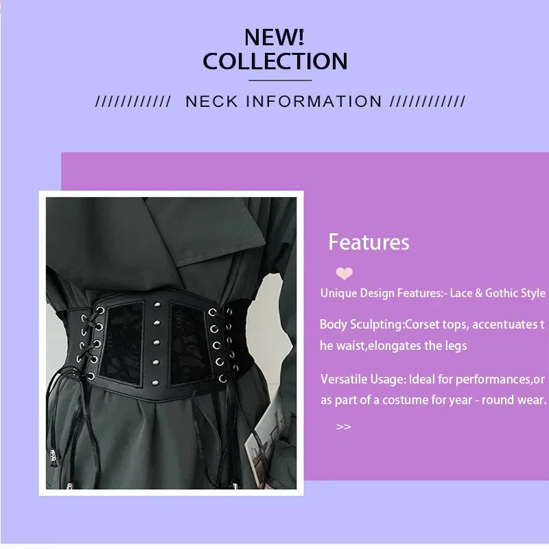 Retro Lace Corset Belt – Goth Punk Elastic Pin Buckle Dress Girdle