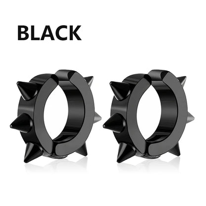 Spiky Thorn Stud Earrings - Punk Gothic Stainless Steel Ear Studs for Women and Men