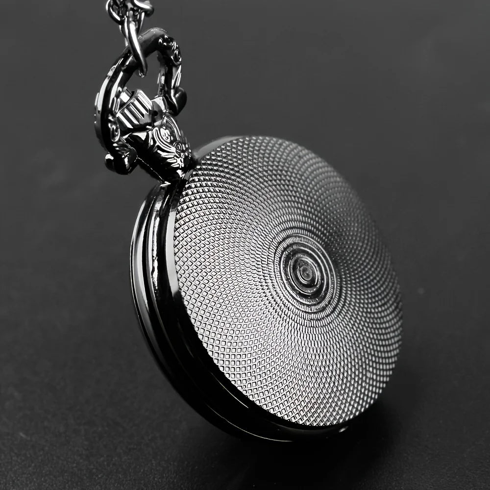 Gothic Black Raven Pocket Watch with Necklace Chain – Quartz Alloy Watch