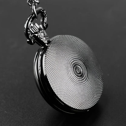 Gothic Black Raven Pocket Watch with Necklace Chain – Quartz Alloy Watch