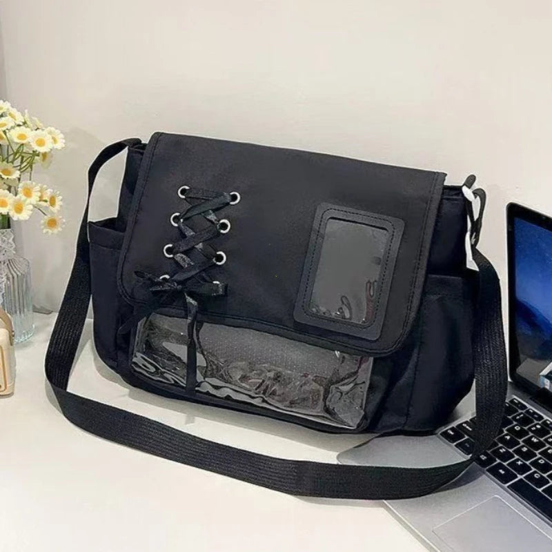 Y2K Transparent School Itabag – Japanese Harajuku Crossbody Shoulder Bag for Girls
