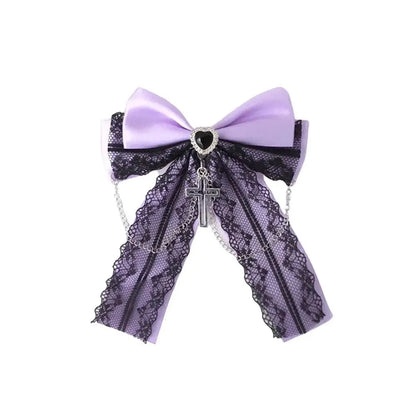 Gothic Lolita Lace Bow Hair Clips – Y2K Cute Ponytail Hairpins & Ita Bag Decoration for Girls