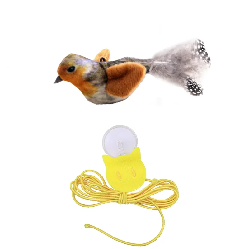 Pet Cat Toys for Indoor Cats Interactive Kitten Plush Toy with Bird Sound & Catnip