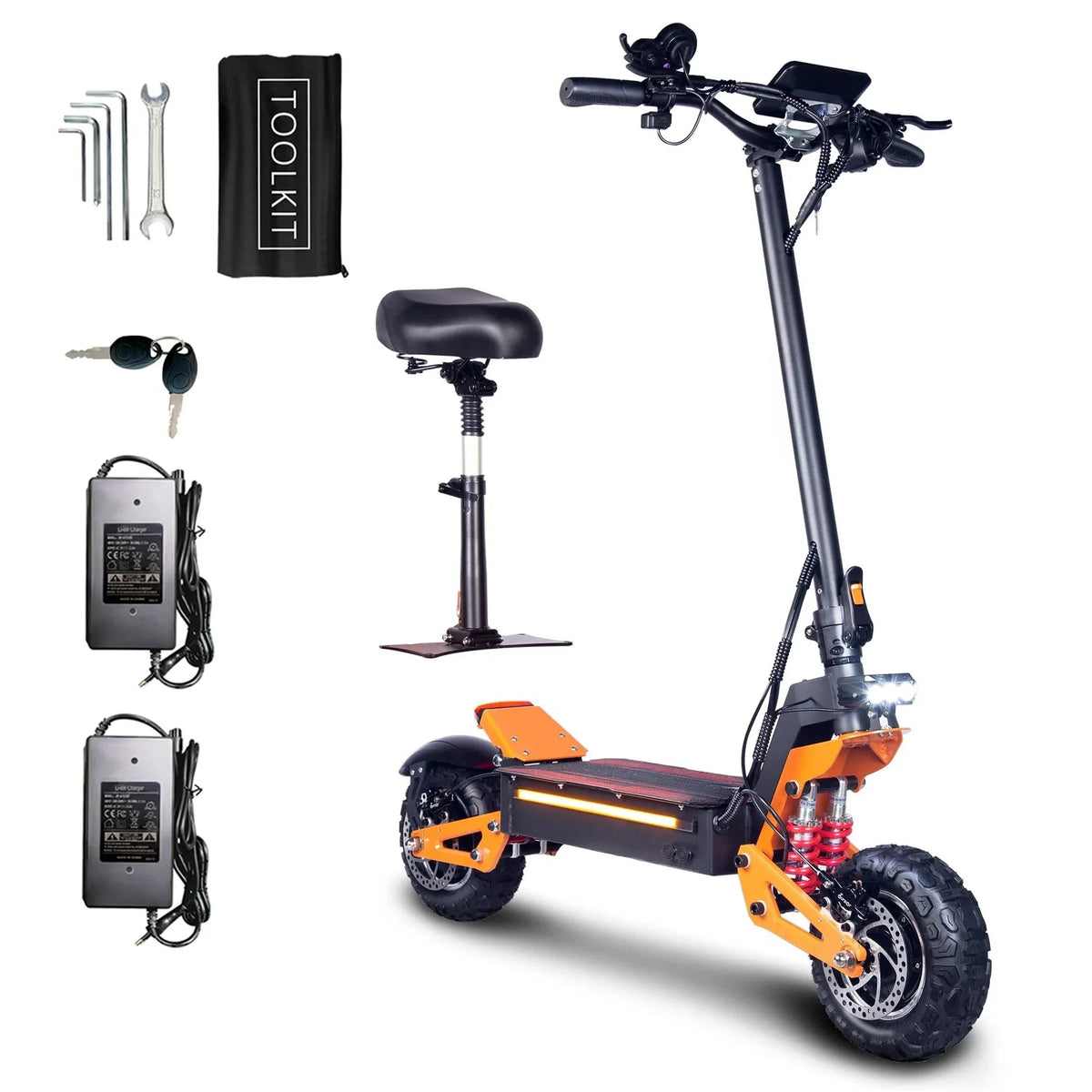 X5 6000W Dual Motor Eelectric Scooter in China Stock 60v 40ah Large Battery Remote Scooter with Seat 11-inch Tires