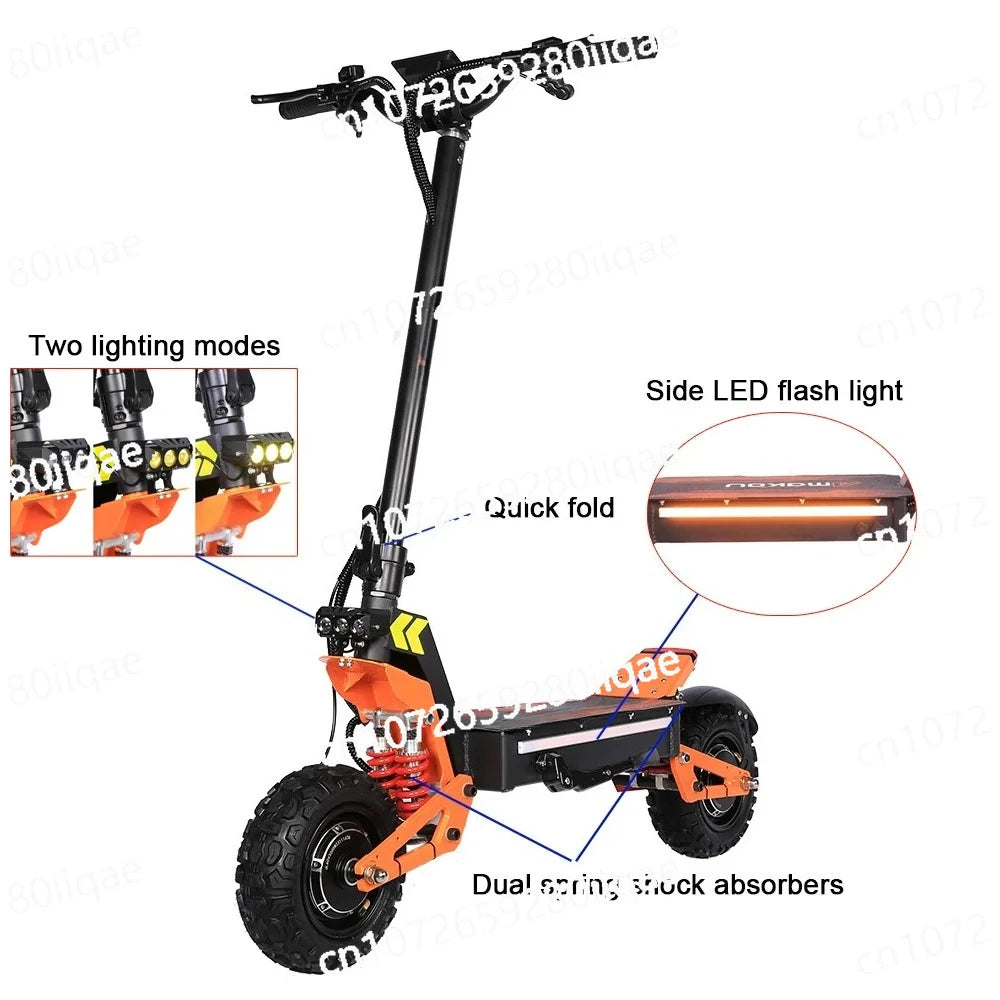 X5 6000W Dual Motor Eelectric Scooter in China Stock 60v 40ah Large Battery Remote Scooter with Seat 11-inch Tires