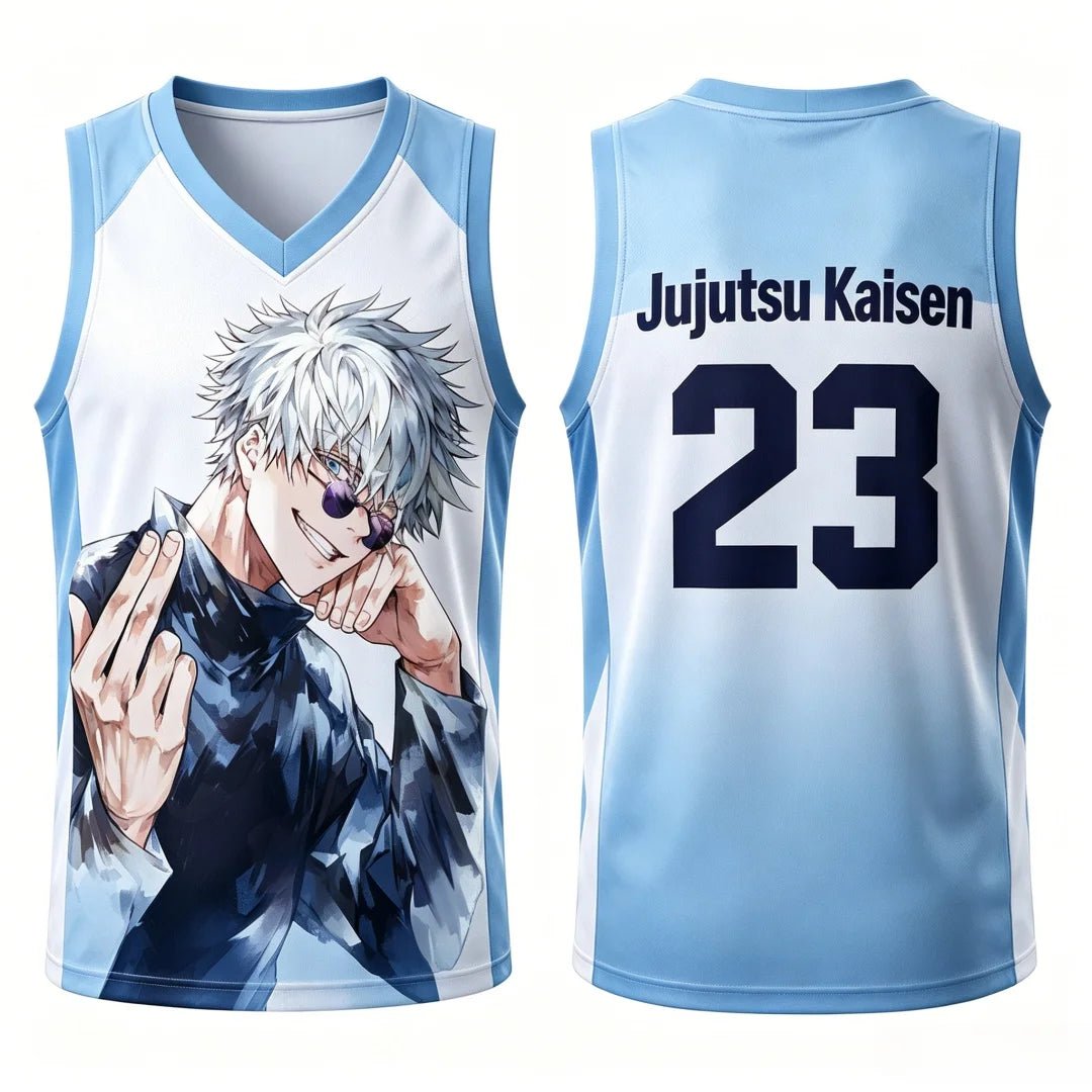 Jujutsu Kaisen Gojo Satoru Basketball Jersey - Sleeveless Gradient Number Anime Sport Tank Top