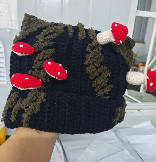 Mushroom Ear Knit Beanie – Cute Y2K Warm Hat for Women & Men