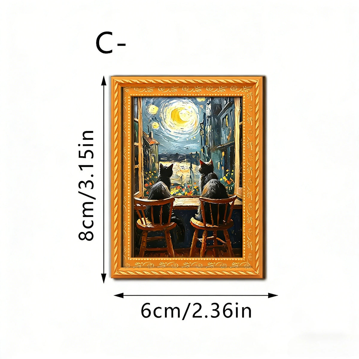 Famous Art Funny Cat Wooden Mini Frame Fridge Magnet