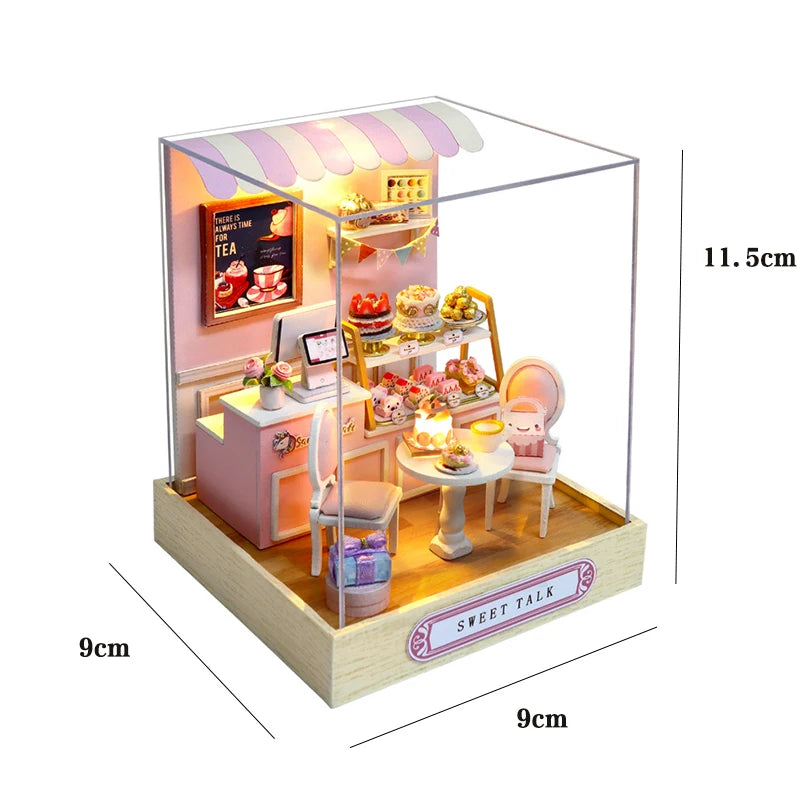 DIY 3D Puzzle Wooden Miniature Dollhouse Building Kit - Handmade Coffee House Model Gift