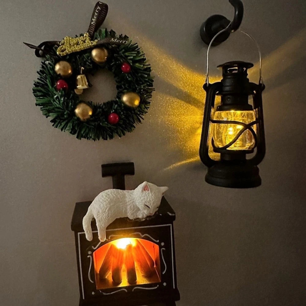 Mini Cat Fireplace LED Night Light Fridge Magnet – Cozy Kitchen & Bedroom Decor
