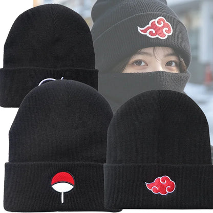 Akatsuki Red Cloud Knitted Beanie - Unisex Anime Ninja Cosplay Winter Hat