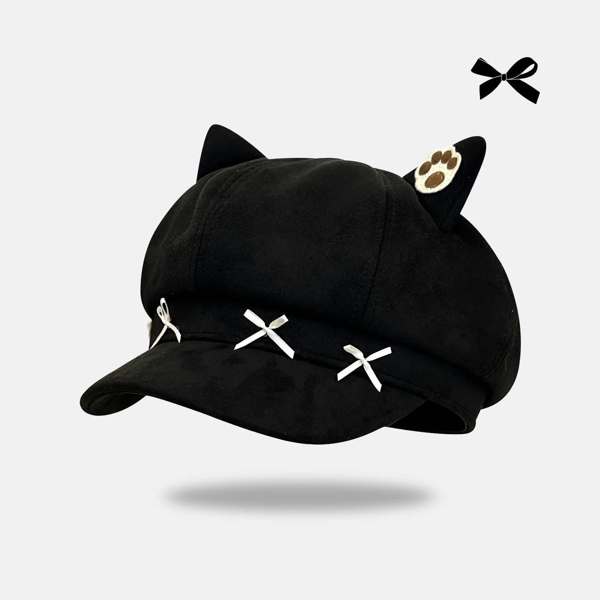 Vintage Cat Ear Newsboy Cap - Harajuku Kawaii Cat Paw Baker Boy Beret Hat