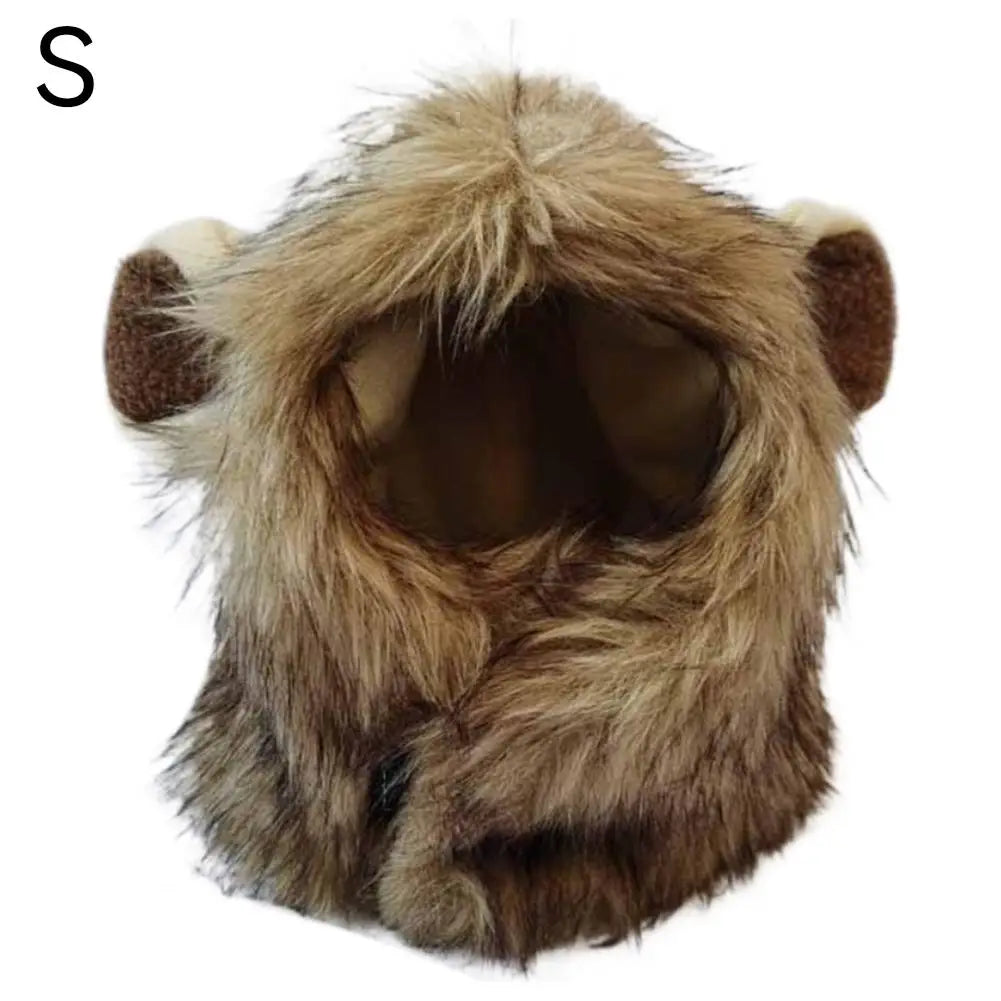 Elastic Lion Mane Headgear Cat Hat – Soft Pet Costume for Party Photos