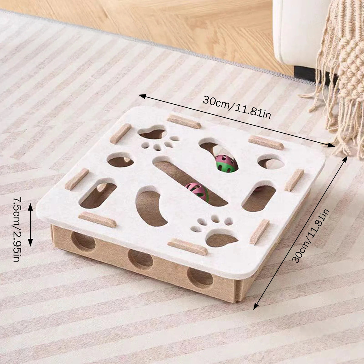Cat Felt Puzzle Box, Interactive Maze Ball Toy for Indoor Cats and Kittens