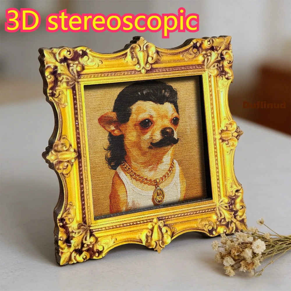 Retro Chihuahua Portrait Framed Fridge Magnet - Quirky Dog Art Decor Gift