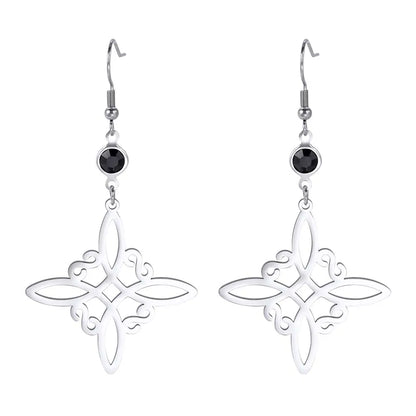 Goth Moon Phase Pentagram Earrings - Stainless Steel Witchy Dangle Jewelry