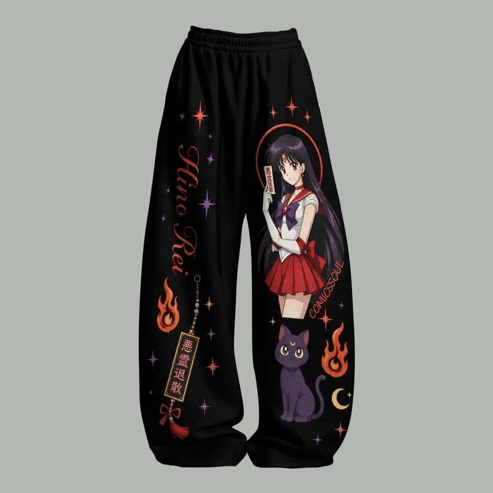 Sailor Moon Anime Print Pants – Y2K Streetwear Loose-Fit Casual Trousers for Women