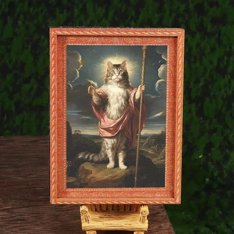 Mini Creation of Adam Cat Fridge Magnet - Vintage Framed Art Refrigerator Magnet