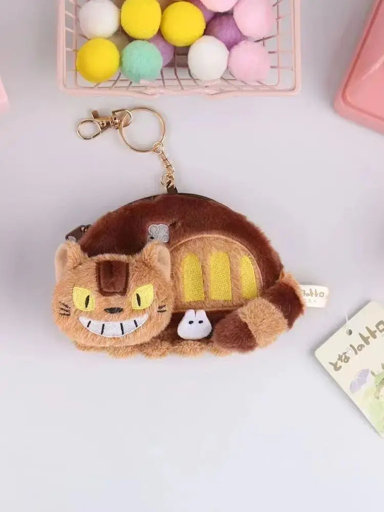 Cute Anime Cat Bus Plush Coin Purse Small Shoulder Bag Card Holder Pendant Gift