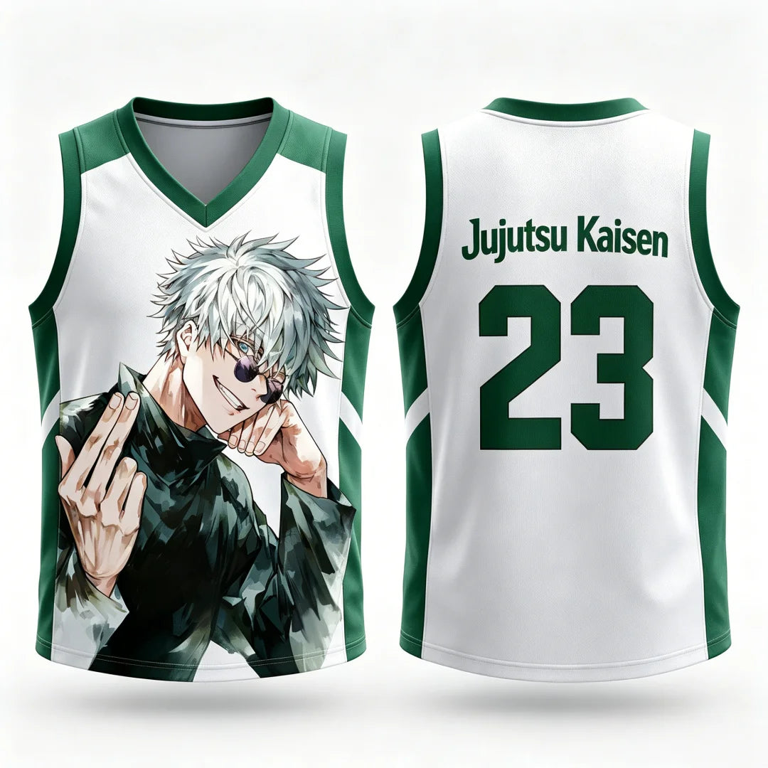 Jujutsu Kaisen Gojo Satoru Basketball Jersey - Sleeveless Gradient Number Anime Sport Tank Top