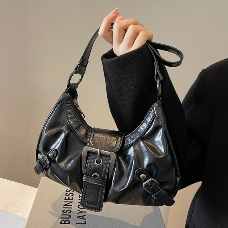 Y2K Retro Pleated Hobo Shoulder Bag for Women – Underarm Clutch Handbag