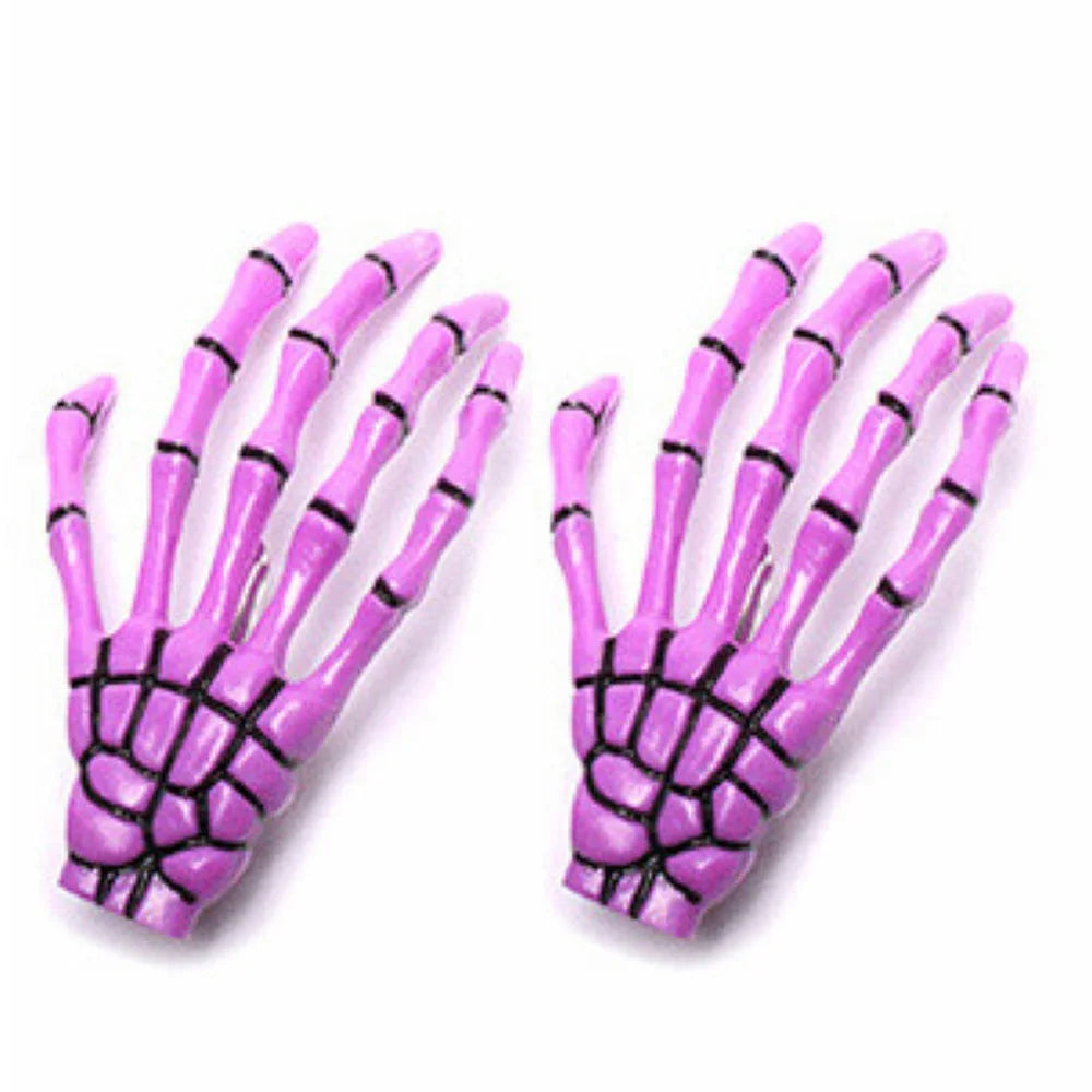 Skull Hand Bone Hair Clips Gothic Ghost Skeleton Claw Hairpin Halloween Accessory