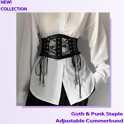 Retro Lace Corset Belt – Goth Punk Elastic Pin Buckle Dress Girdle