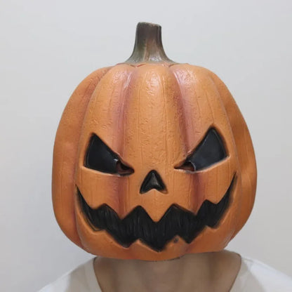 Halloween Devil Pumpkin Mask – Full Face Latex Costume Headwear
