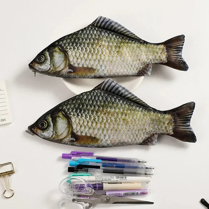 Carp Shaped Pencil Case Cute Fish Pen Pouch Portable Student Stationery Bag