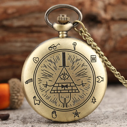 Gravity Pocket Watch Pendant Necklace - Mysterious Triangle Devil Quartz Vintage Women's Wristwatch