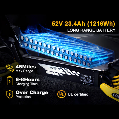 LED Electric Scooter 2400W Dual Motors 52V23AH Battery E Scooter Adult Hydraulic Brake 11'' Off-Road Tires With APP
